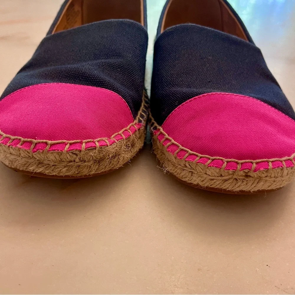J Crew Colorblock Canvas Espadrilles Navy and Pink Size 7 - Picture 8 of 12